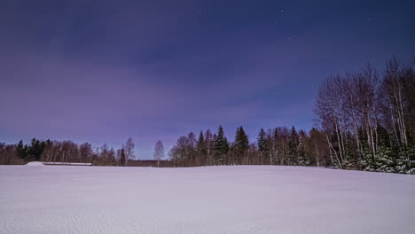 Abend-Nacht-Fusionszeitraffer-Des-Waldes-In-Der-Wintersaison