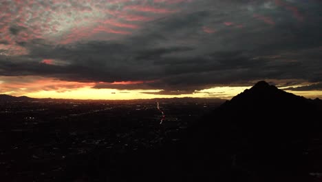 aerial view of scottsdale, arizona and camelback mountain at sunset