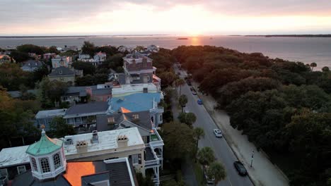 Charleston-Sc,-Antena-De-Carolina-Del-Sur-En-Batería-Al-Amanecer