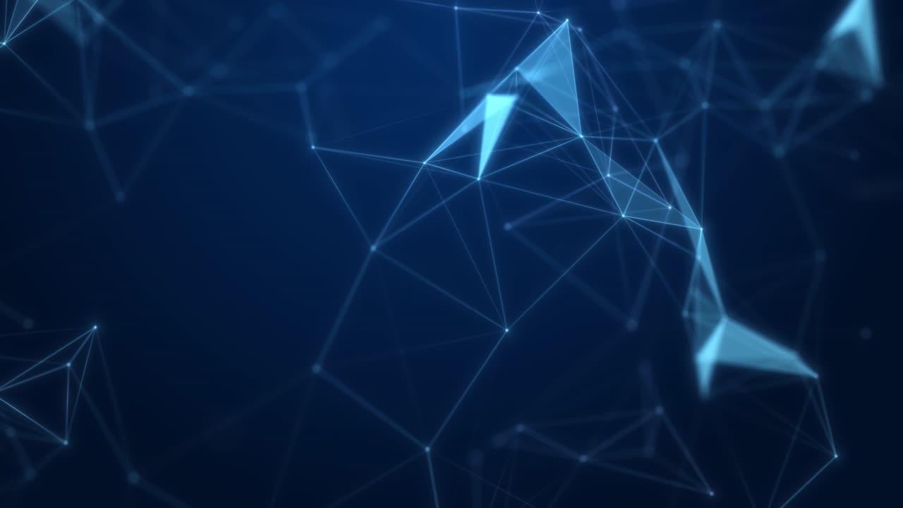 Futuristic motion background with form wave and plexus object in slow motion