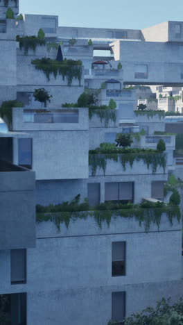 edificio de apartamentos brutalista y cubierto de vegetación
