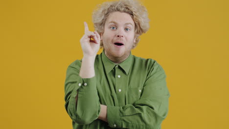 man posing in front of a yellow background