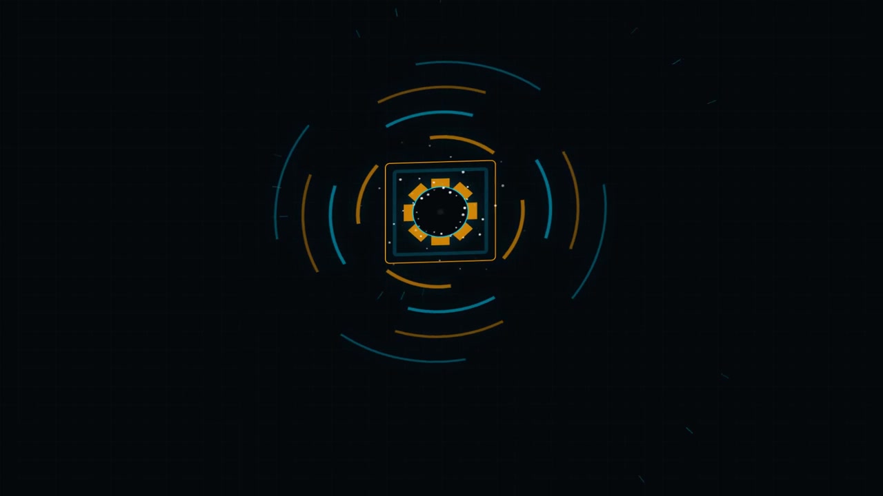 Abstract Digital HUD Interface with Rotating Geometric Elements