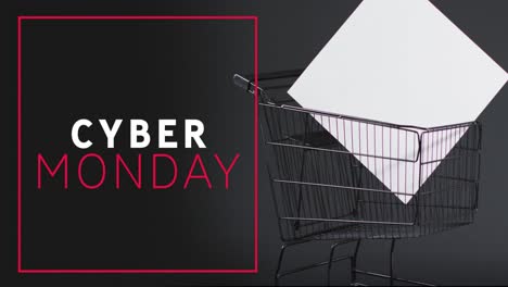 Animation-of-cyber-monday-text-over-shopping-trolley