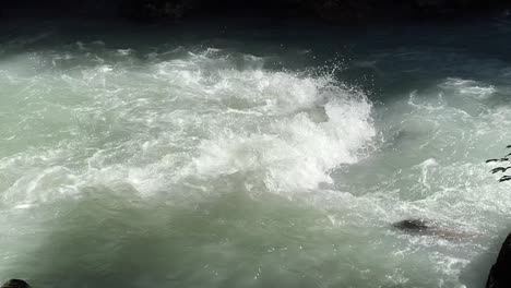 detail of cool water flowing in slow motion in a stream in the mountains in valle d'aosta