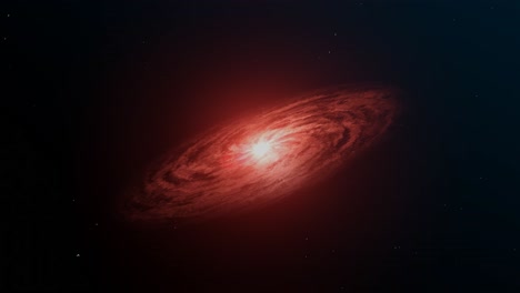 3D-Animation-Einer-Roten-Galaxie,-Die-Sich-Im-Weltraum-Dreht