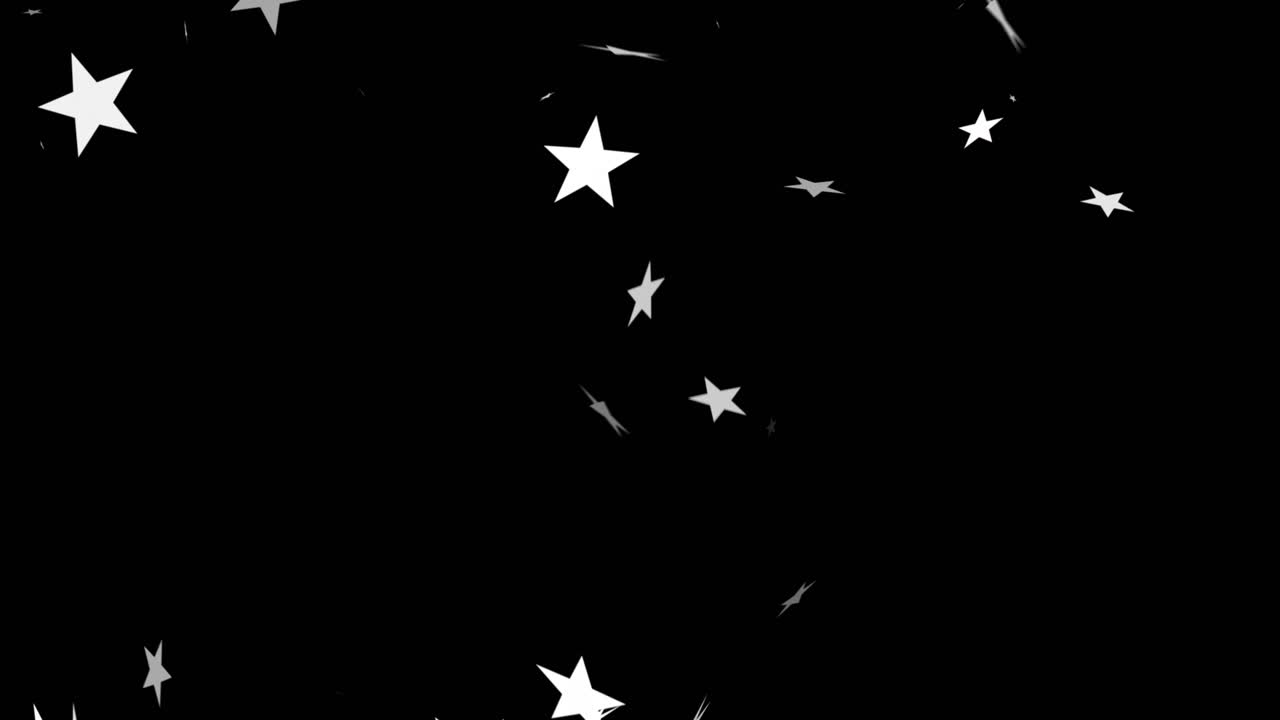 Stars falling from top starting GREETIN text completing GREETINGS while revealing seasonal greeting