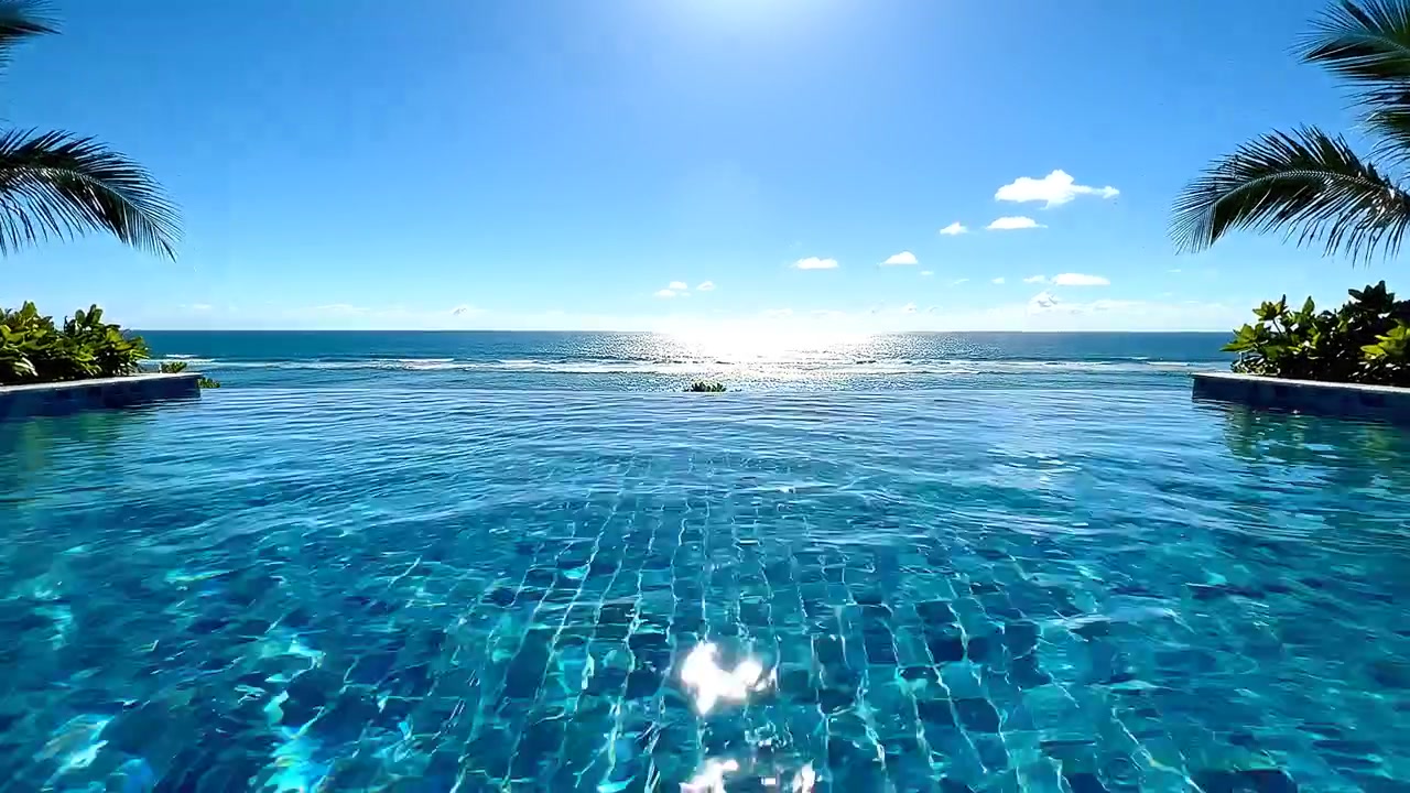 Luxuriöser Infinity-Pool mit Meerblick an einem sonnigen Tag