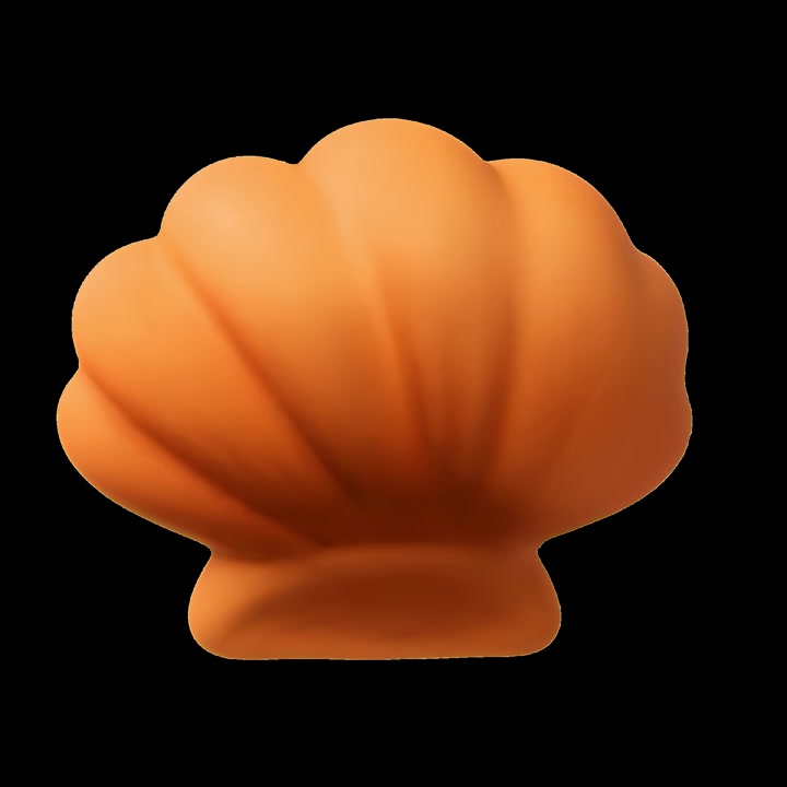 3D Render of an Orange Seashell Rotating on Black Background