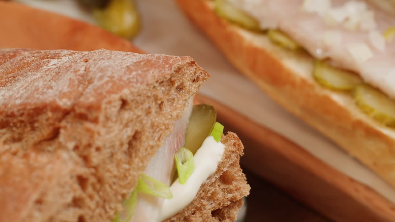 Close-up of a Smoked Fish Sandwich