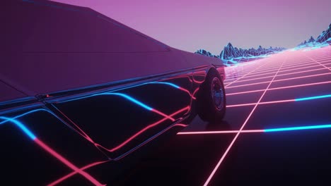 retro car of the future, retro wave style back to the 1980's