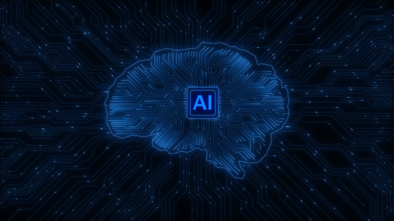 Artificial intelligence ai and internet of things iot circuit technology network animation concept