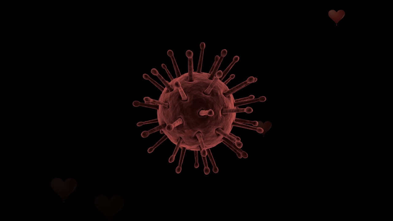 animación de células de covid-19 sobre personas caminando por la calle