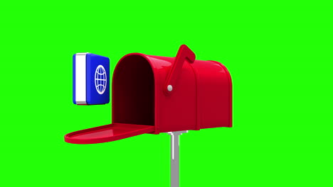 internet icon in the mailbox on green background