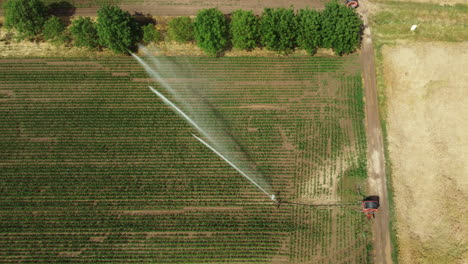 aerial view of irrigated farmland