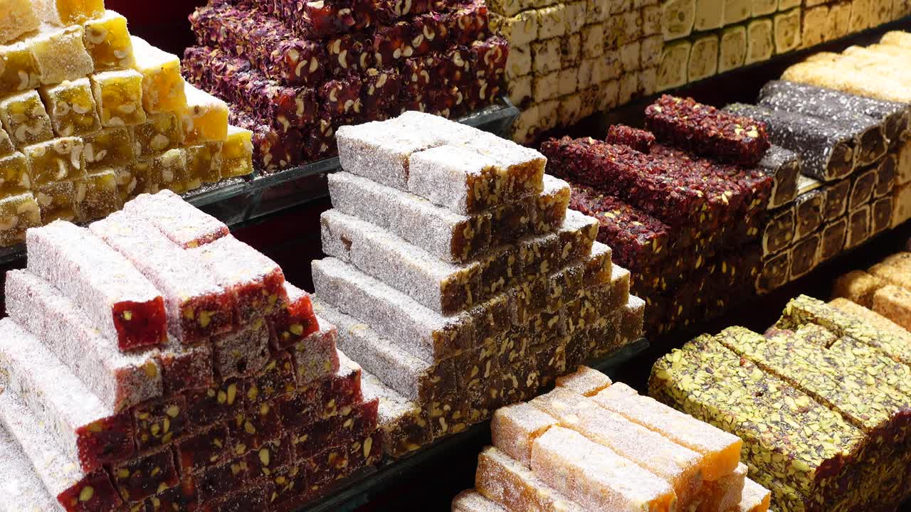 delicias turcas: una colorida exhibición de dulces