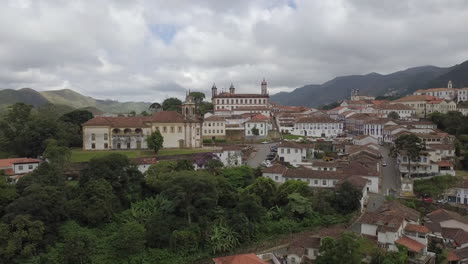 a charming view of ouro preto, a colonial town, embraced by verdant mountains, acknowledged as a unesco world heritage site in minas gerais, brazil