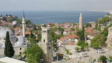 antalya marina with antalya castle