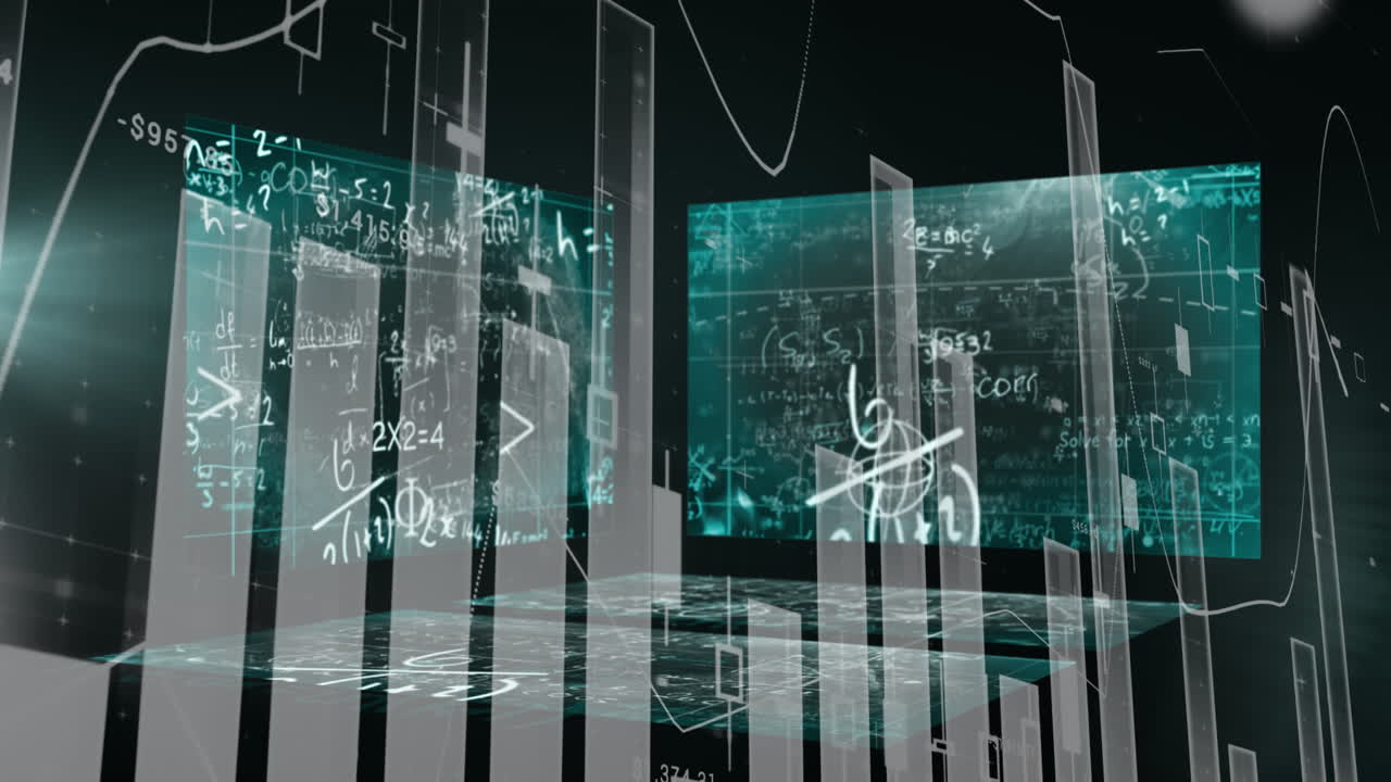 Animation of multiple graphs and increasing numbers over mathematical equations