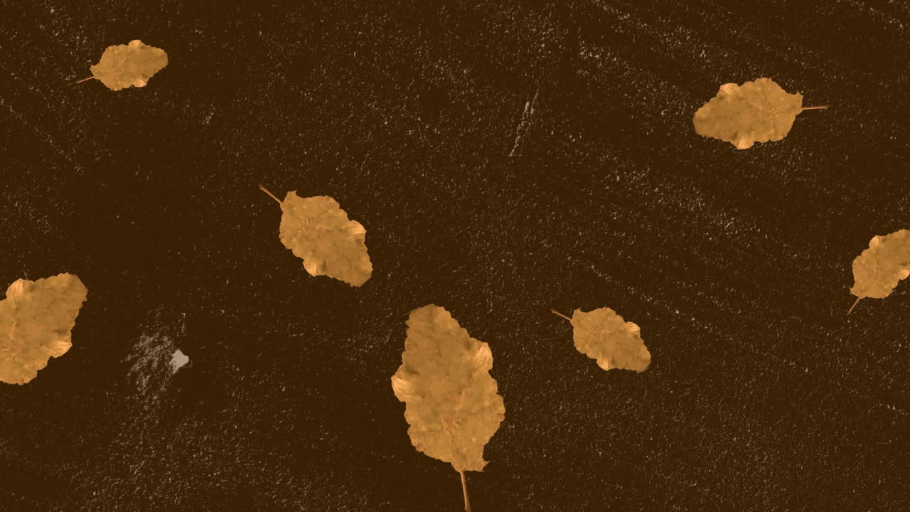 animación de hojas marrones de otoño soplando a través del fondo marrón rayado por el viento