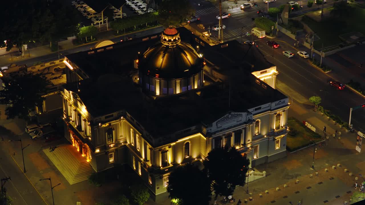 MUSA Museum in Guadalajara, Jalisco. Aerial view at night