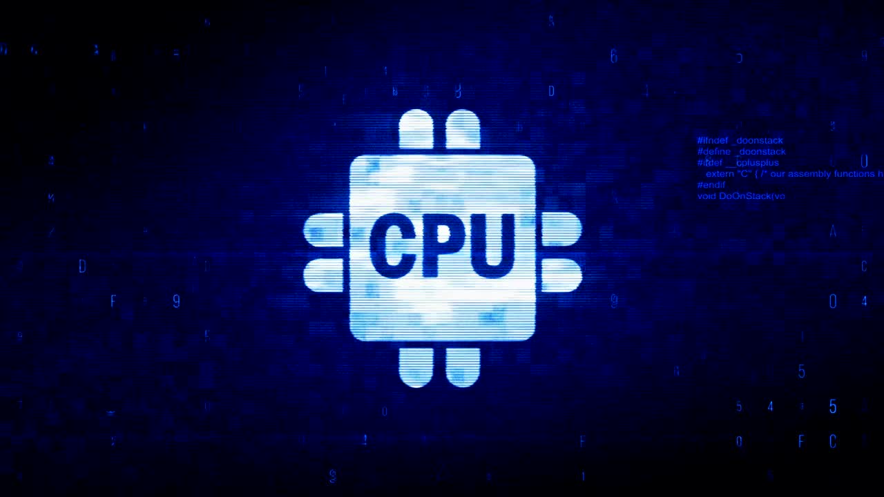 el símbolo de la cpu digital de la computadora, el ruido de píxeles digitales, la animación de errores.