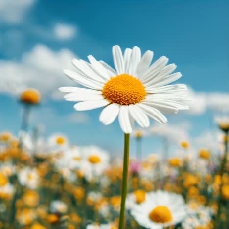 close-up shot of a daisy in a field, with a vibrant blue sky background video