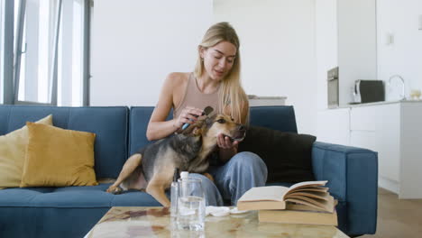 Dog-and-woman-at-home