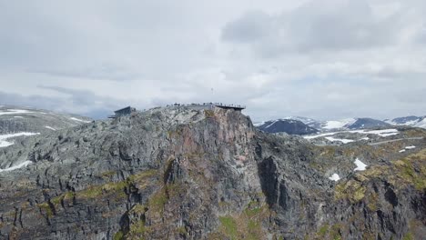 aerial revealing dalsnibba mountain viewpoint, stranda municipality, norway