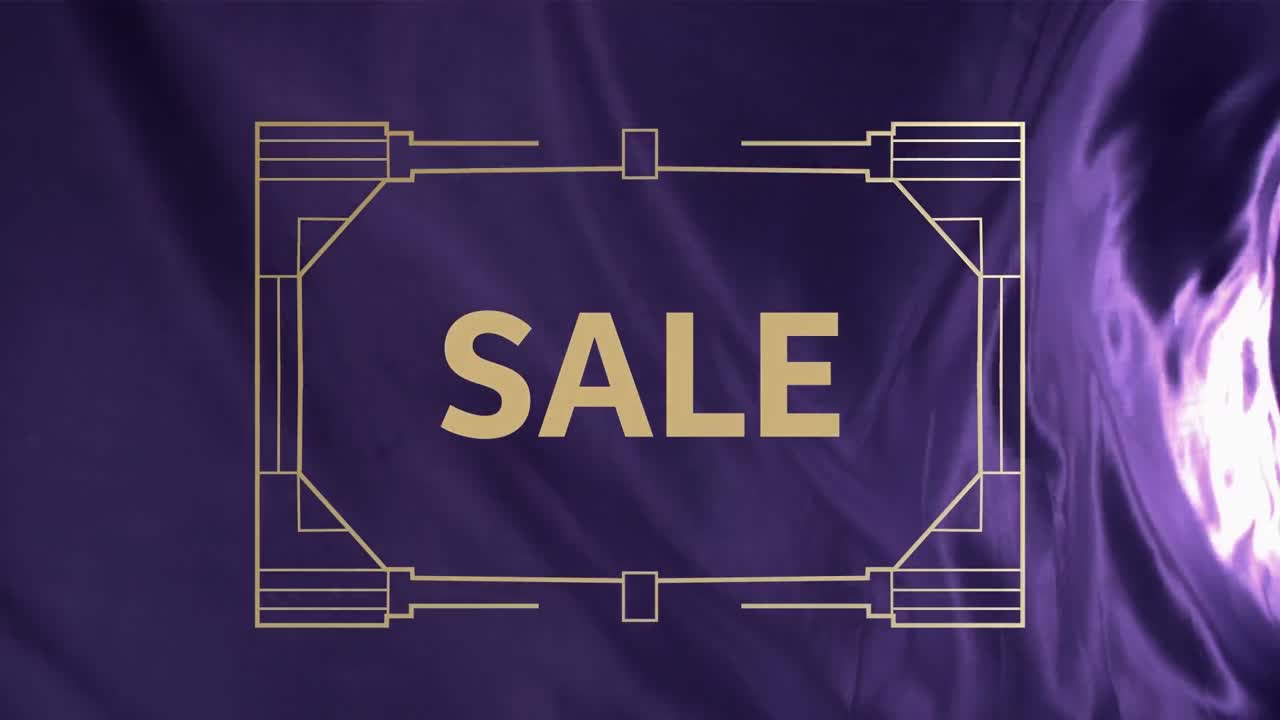 보라색 배경에 판매 텍스트의 애니메이션