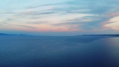 beautiful sunset on the coast of halkidiki,greece. aerial