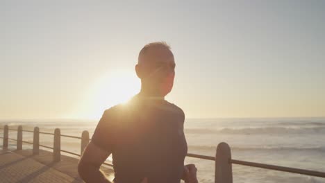 senior man running on the promenade