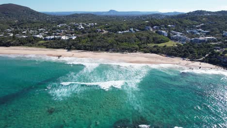 yaroomba beach shoreline on the sunshine coast, queensland, australia - aerial shot