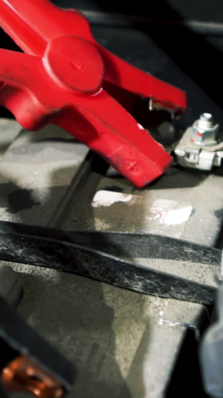 Connecting Jumper Cables to Car Battery