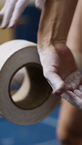 hands with chalk and grip tape