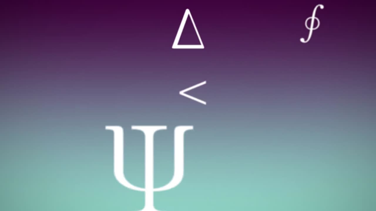 animación de símbolos matemáticos sobre un fondo azul y púrpura