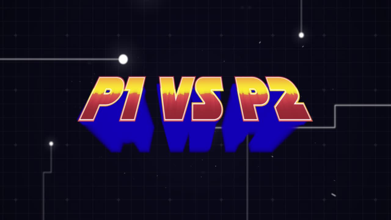 P1 vs p2 tekstbanner med skyggeeffekt mod et netværk af forbindelser på blå baggrund.