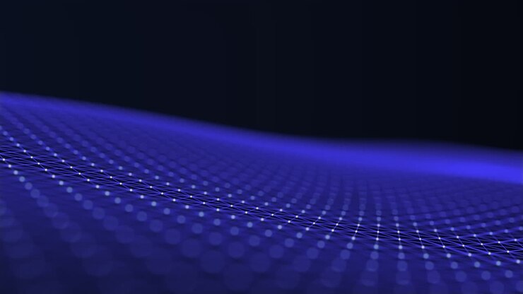 Mesh digitale fluida con punti di particelle. Loop continuo.