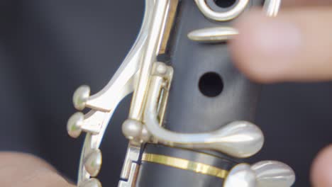 dedos en la melodía: primer plano de tocar el clarinete