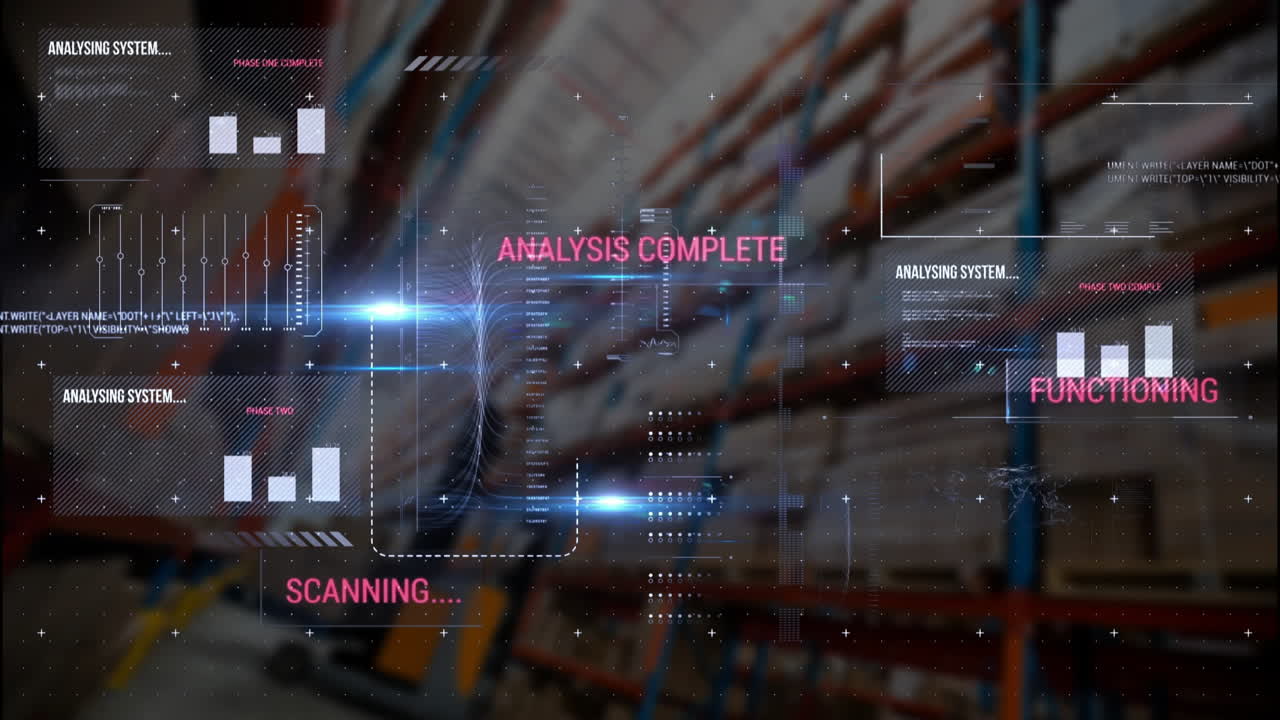 Animation of data processing over warehouse
