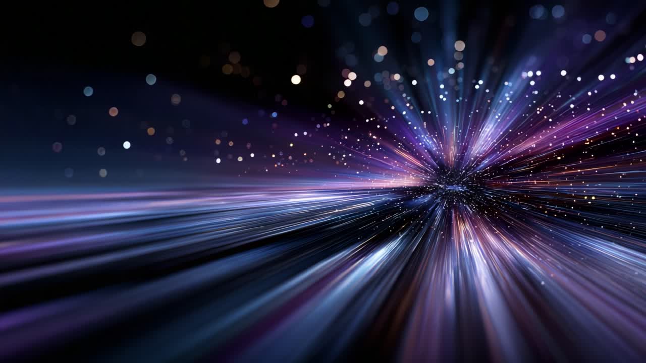 Stellar Explosion: A Vibrant Display of Light and Color with Radiating Particles Creating a Sense of Depth and Movement in a Cosmic Environment