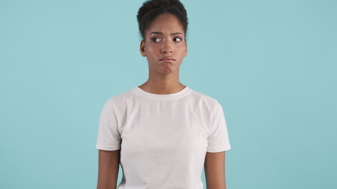 Pensive woman rejecting suggestion