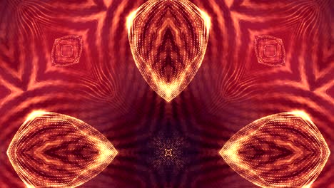 animación de bucle 3d como fondo de ciencia ficción de partículas brillantes con profundidad de campo y bokeh para bucle vj. las partículas forman línea y cuadrícula de superficie. v34 oro rojo