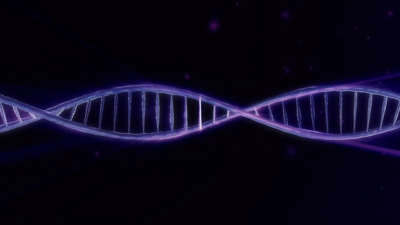 doble hélice. estructura de adn en espiral en azul. fondo abstracto. animación en 3d. concepto de investigación médica