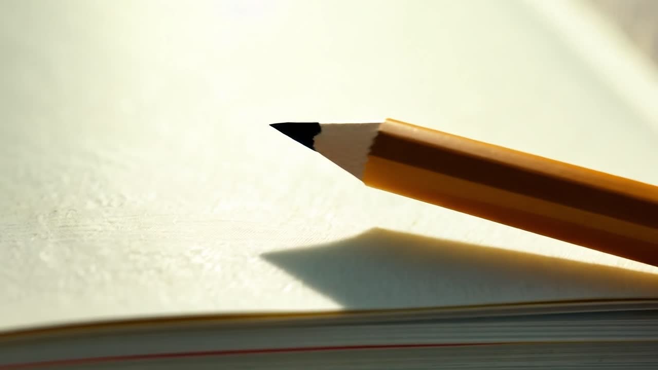 빈 노트북 에 있는 연필