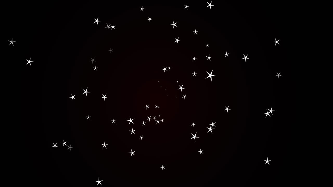 animación de estrellas blancas brillantes que parpadean y se mueven en movimiento hipnótico sobre un fondo negro