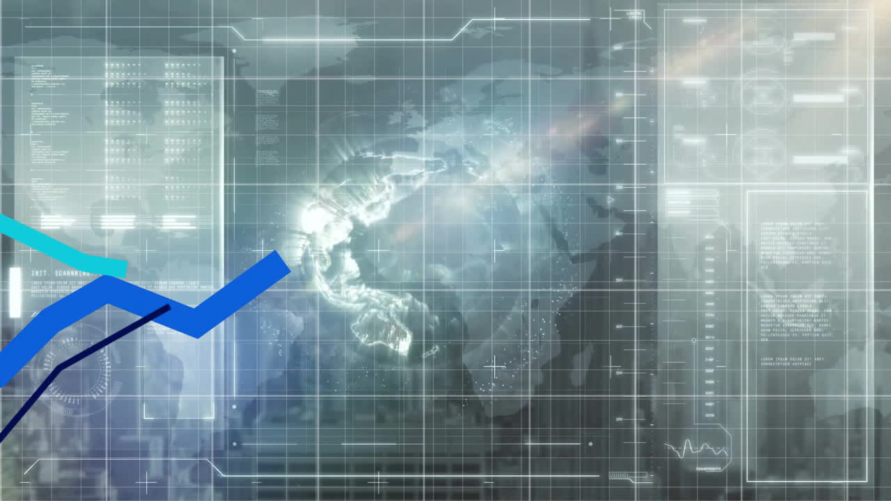 지구의 애니메이션과 화면을 통해 금융 데이터 처리