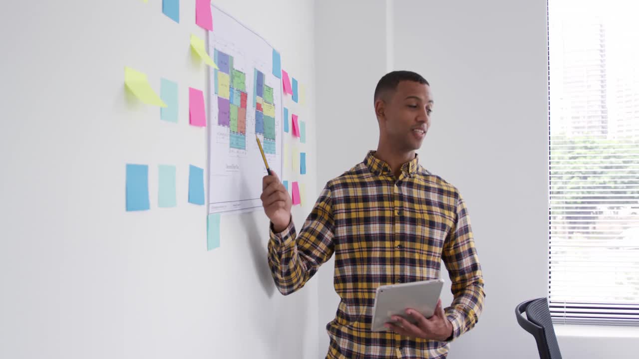 Mixed race man presenting his ideas