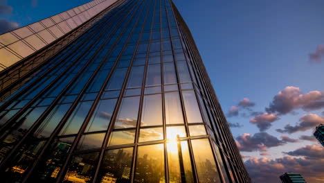 modern skyscraper at sunset
