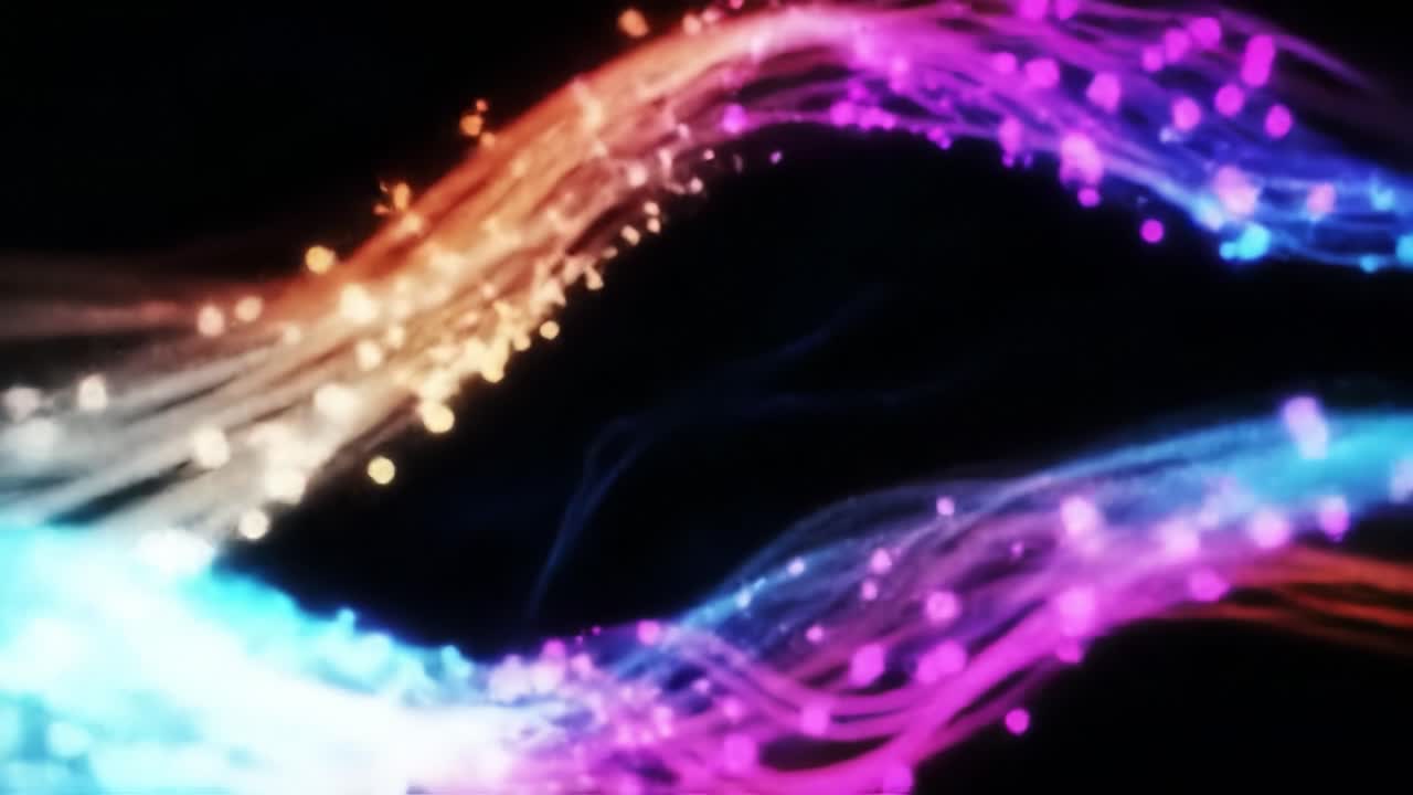 A Captivating Dance of Colors: Visualizing Flowing Light Trails in an Abstract Digital Environment with Vibrant Patterns and Radiant Glow Effects